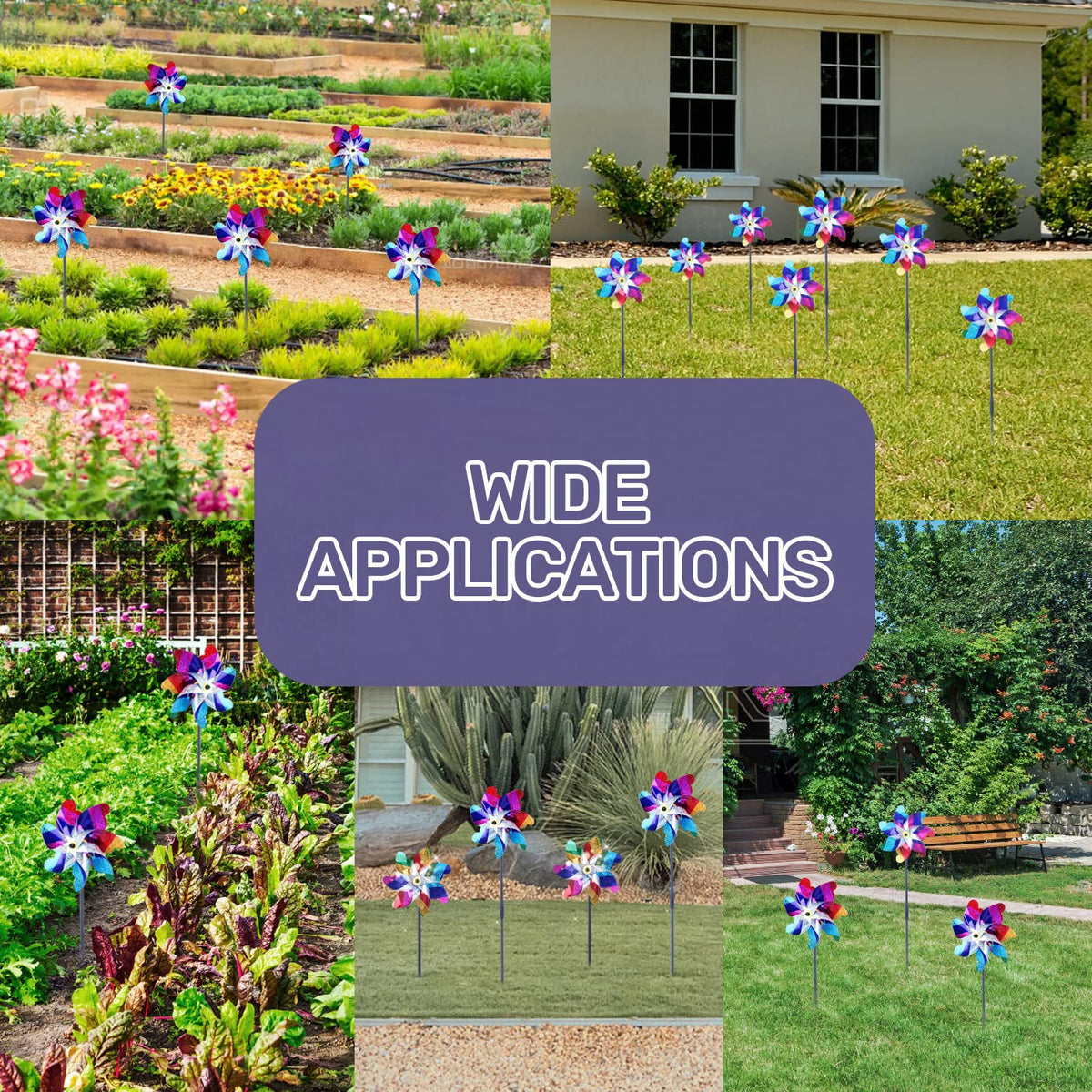 Adjustable height feature allows flexible placement of pinwheels