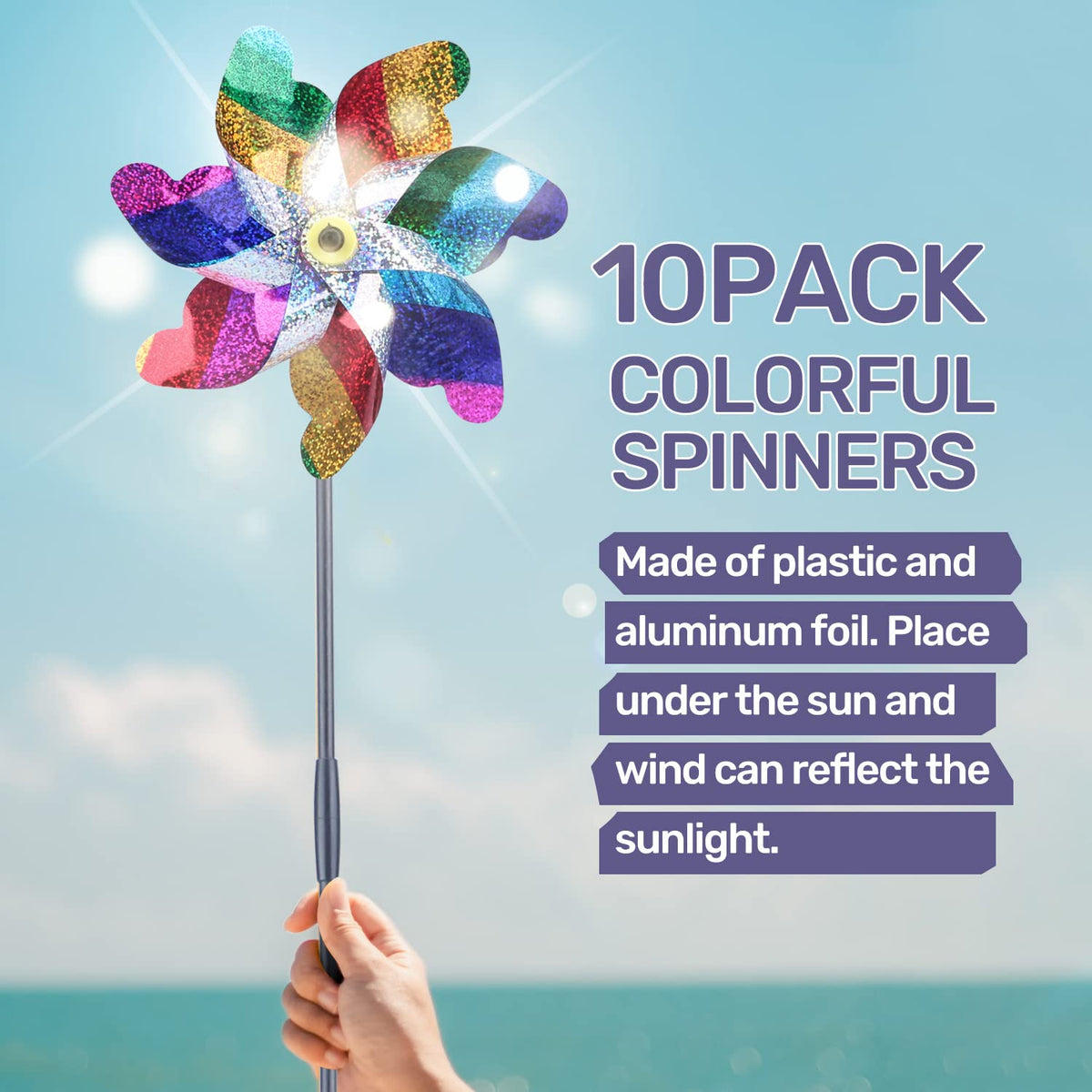 Decorative landscape pinwheels adding color to yard