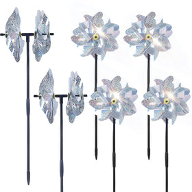 BATTIFE Reflective Pinwheels preassembled for fast garden setup and dazzling light reflections.