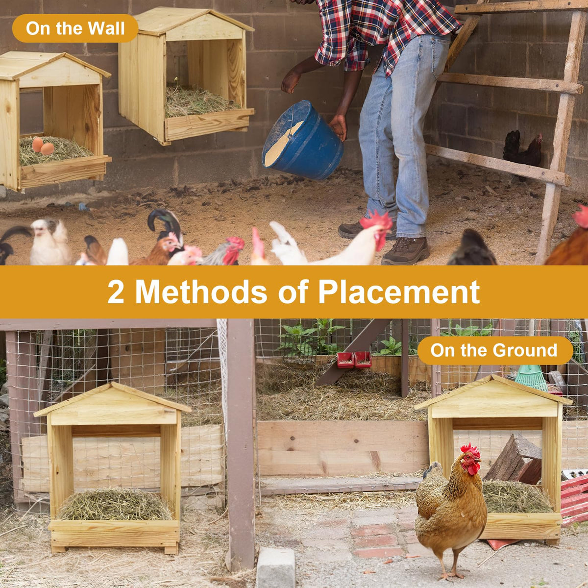 Bavlesfuire chicken coop nesting box with hanging perches keeps nesting area tidy