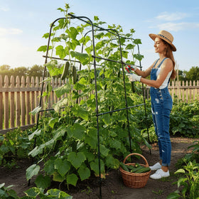 BAXAM decorative steel trellis adds garden charm while supporting plants.
