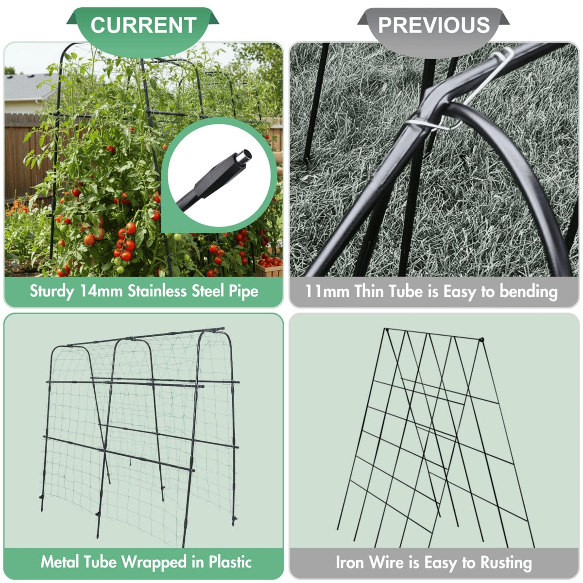 BAXAM vertical garden trellis in raised beds saves space for crops.