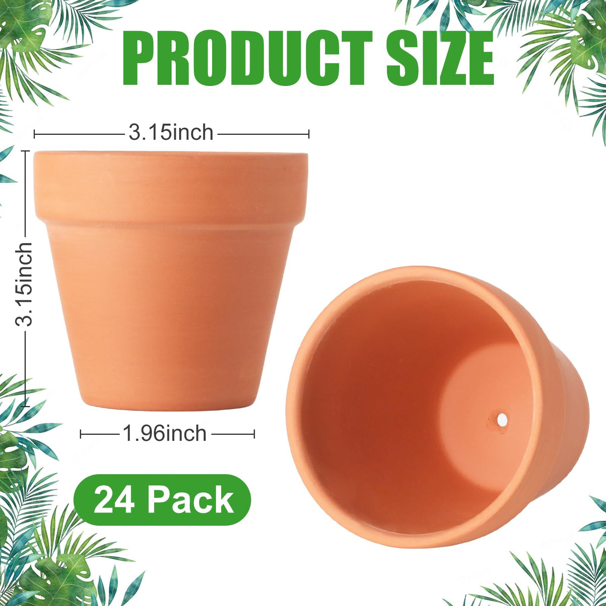 Baxrou Terra Cotta Pots 24-pack with mini succulent display on a desk.