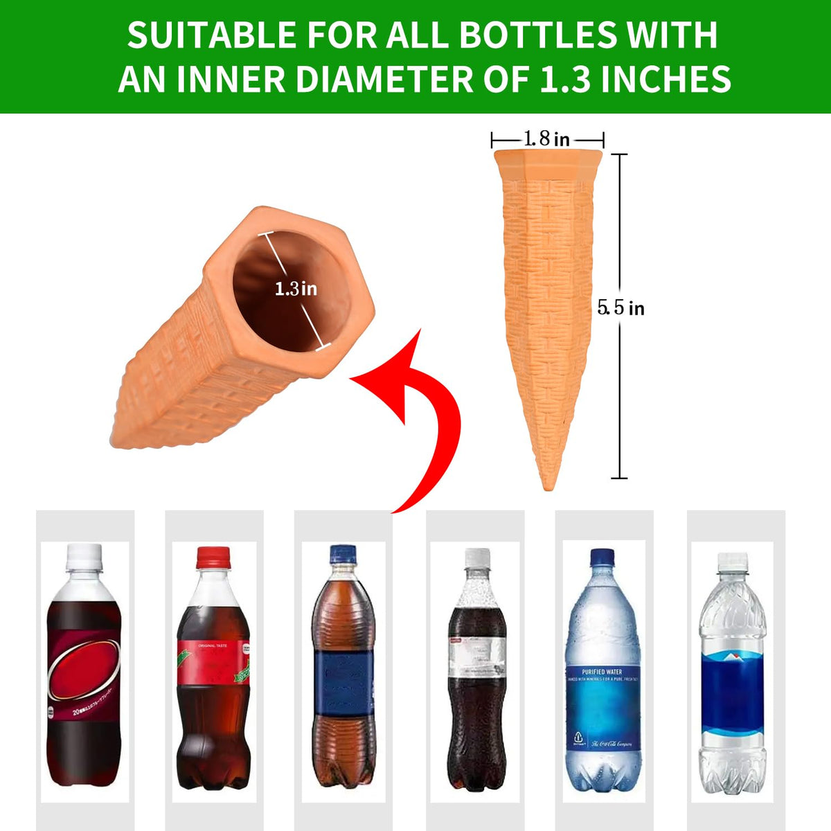 Baxrou wine bottle waterer connected to long-neck bottle