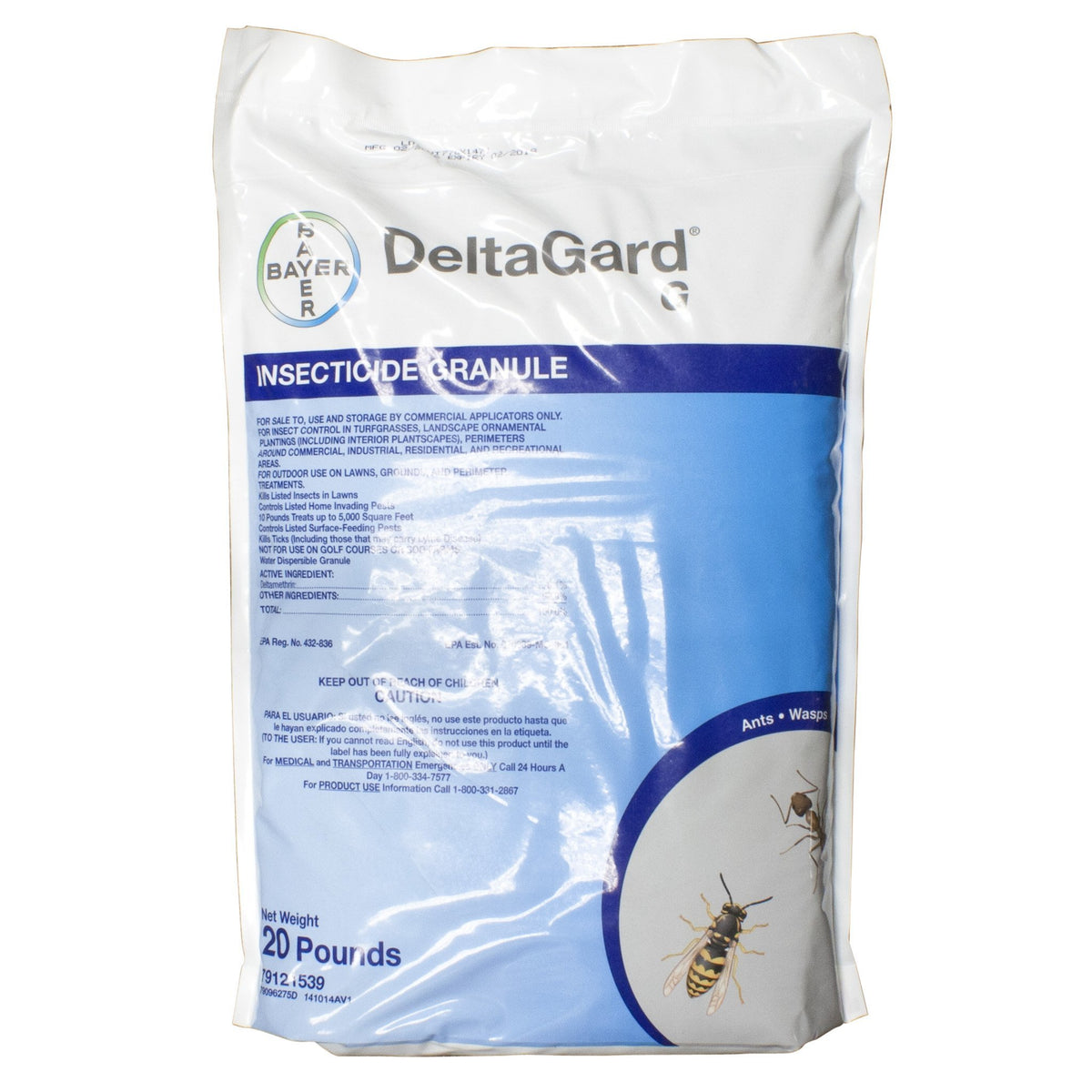 Bayer Delta Gard Granules 20lb bag for lawn pest control and perimeter protection.