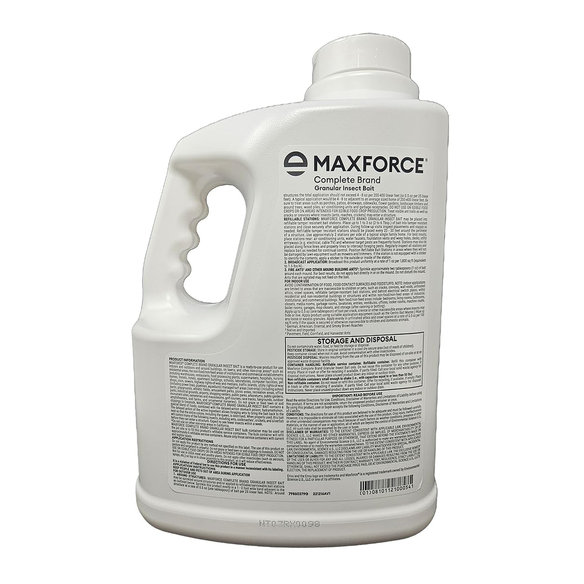 Bayer Maxforce Complete Granular Bait spread setup shown for pest targeting.