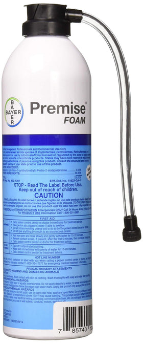 Bayer Premise Foam Termiticide bottle ready for termite treatment in homes