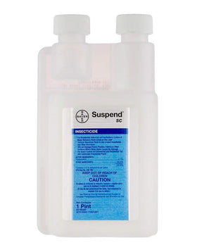Bayer Suspend SC label close-up highlighting versatile application on fabrics like mattresses and upholstery