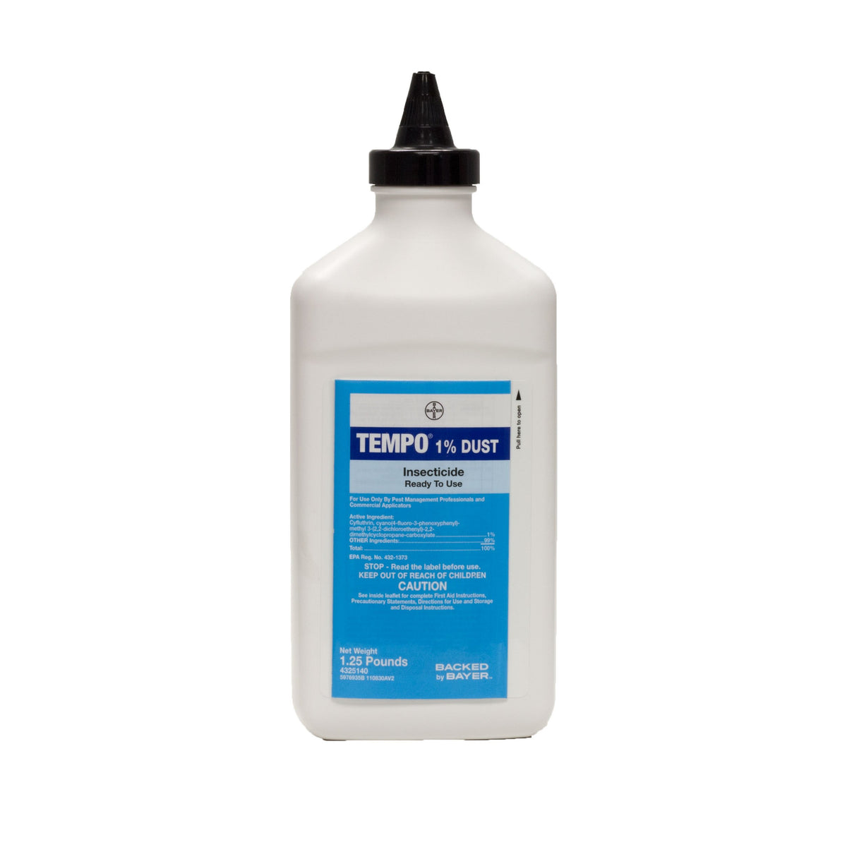 Bayer Tempo 1% Dust bottle for targeted indoor-outdoor pest control with low odor.