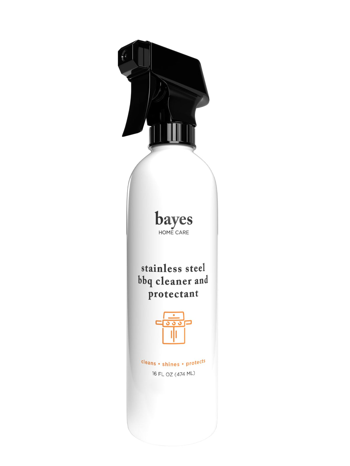 Bayes BBQ exterior cleaner bottle shown for easy cleaning and protective shine.