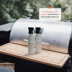 Bayes stainless steel grill cleaned panel with a streak-free finish.