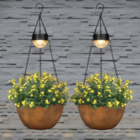 Bayn 28-inch hanging pot with chain for easy outdoor display and sturdy support.