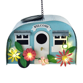 BAYN outdoor bird house with 10 LED lights for a magical evening glow.