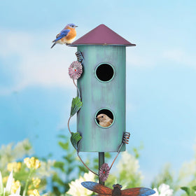 BAYN blue cylinder base adds durable outdoor decor to the yard