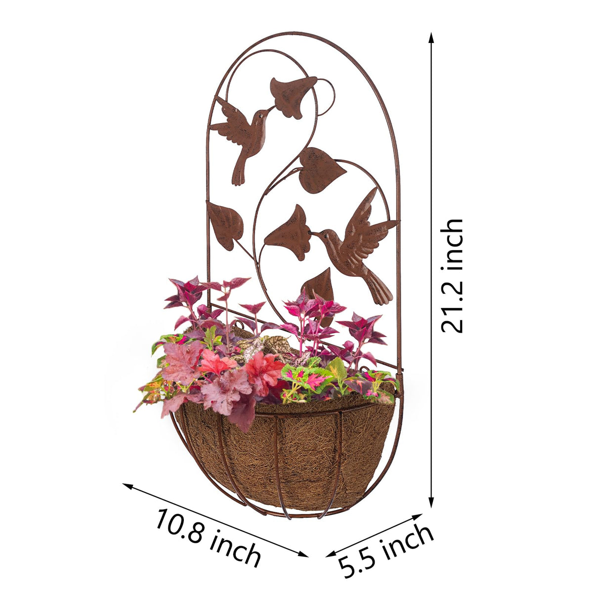 Coconut fiber liner inside BAYN half-round wall planter for soil containment