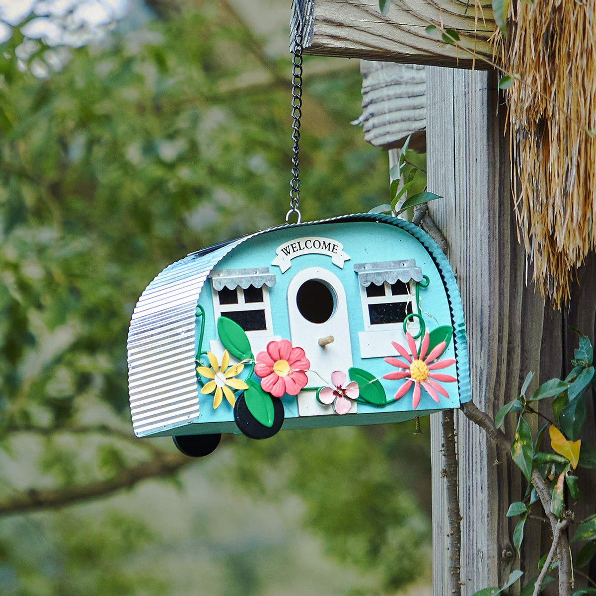BAYN handwork bird nest decor hanging on a tree branch for backyard charm.