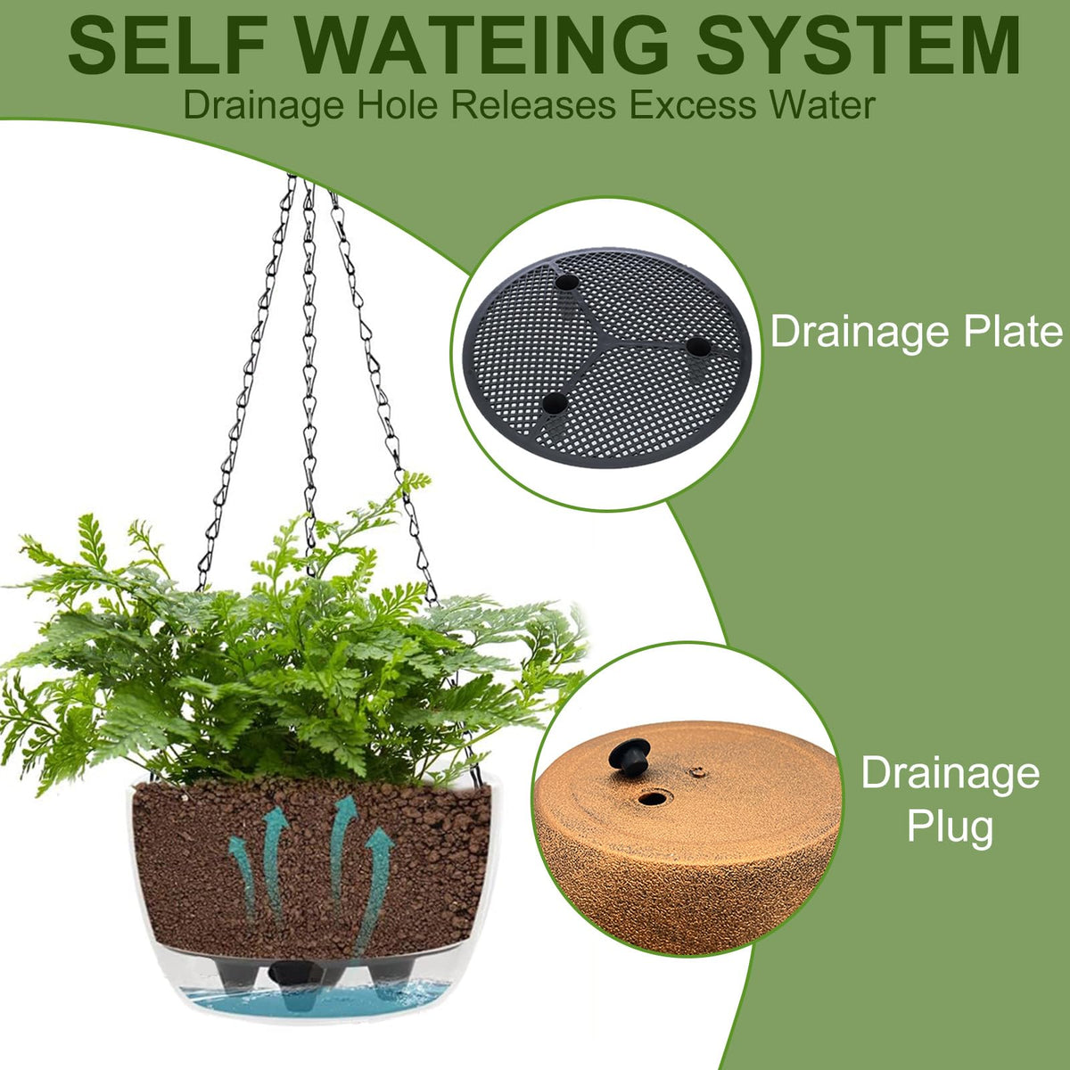 Bayn planter with drainage holes and elevated base promotes healthy soil.