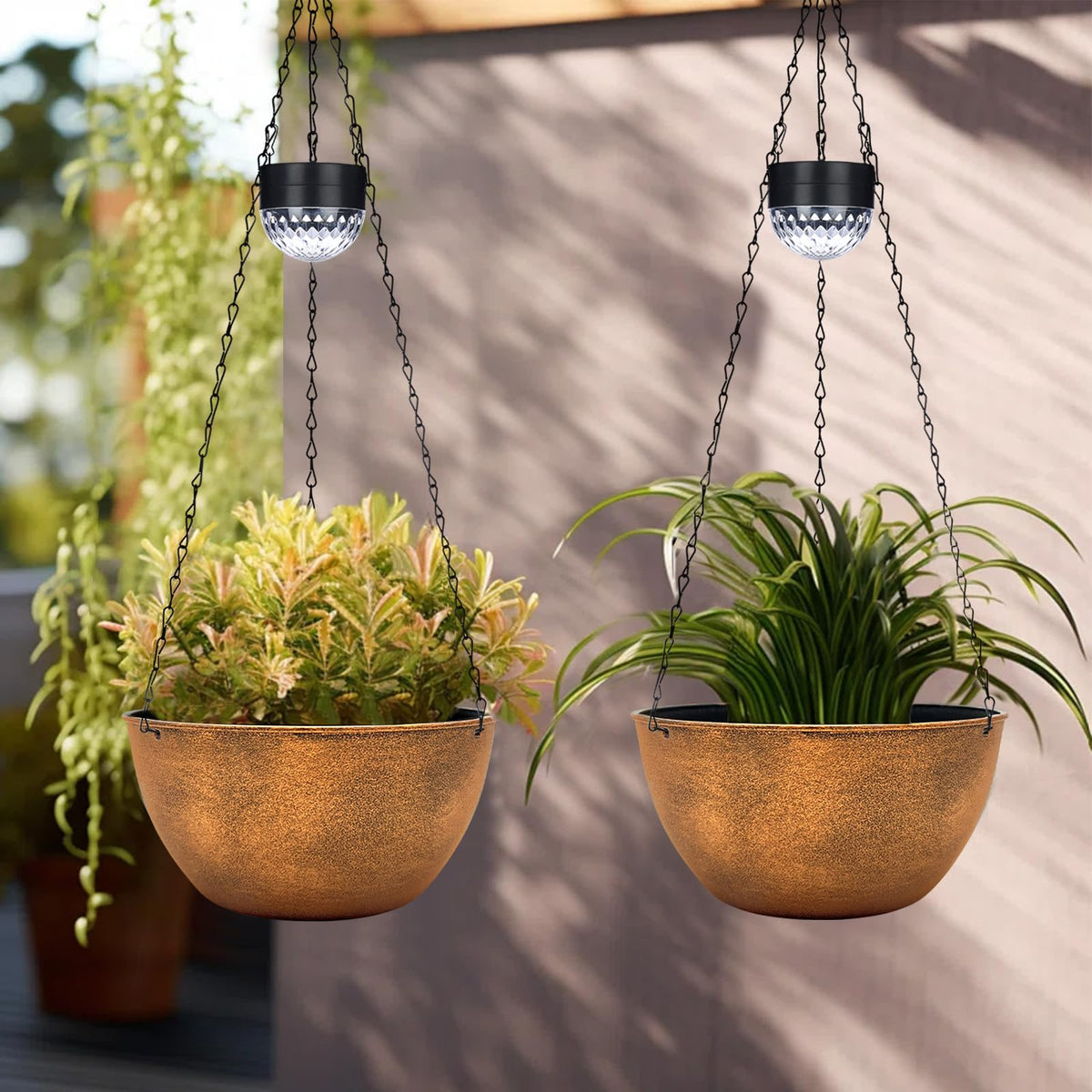 Bayn porch or patio decor with ambient illumination.