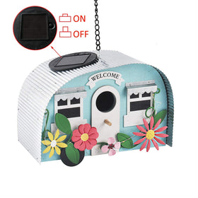 BAYN vintage camper design bird house creates whimsical garden focal point.