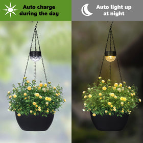 BAYN warm white LED light glows at dusk for ambiance.