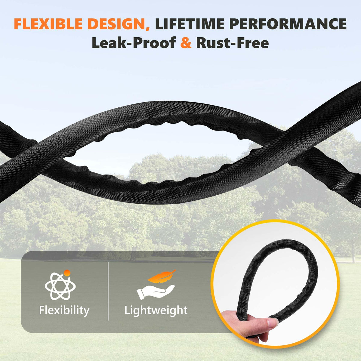 BazeSync all-weather hose withstands heat and cold for year-round use.