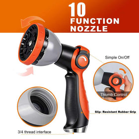 BazeSync Garden Hose 100FT 10-function nozzle for versatile spray options