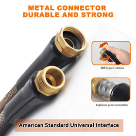 BazeSync Garden Hose 100FT aluminum connectors prevent leaks during watering