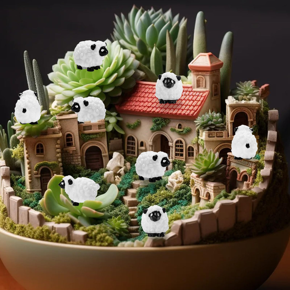 Bbiamsleep 105-piece sheep figurine set for party decor.