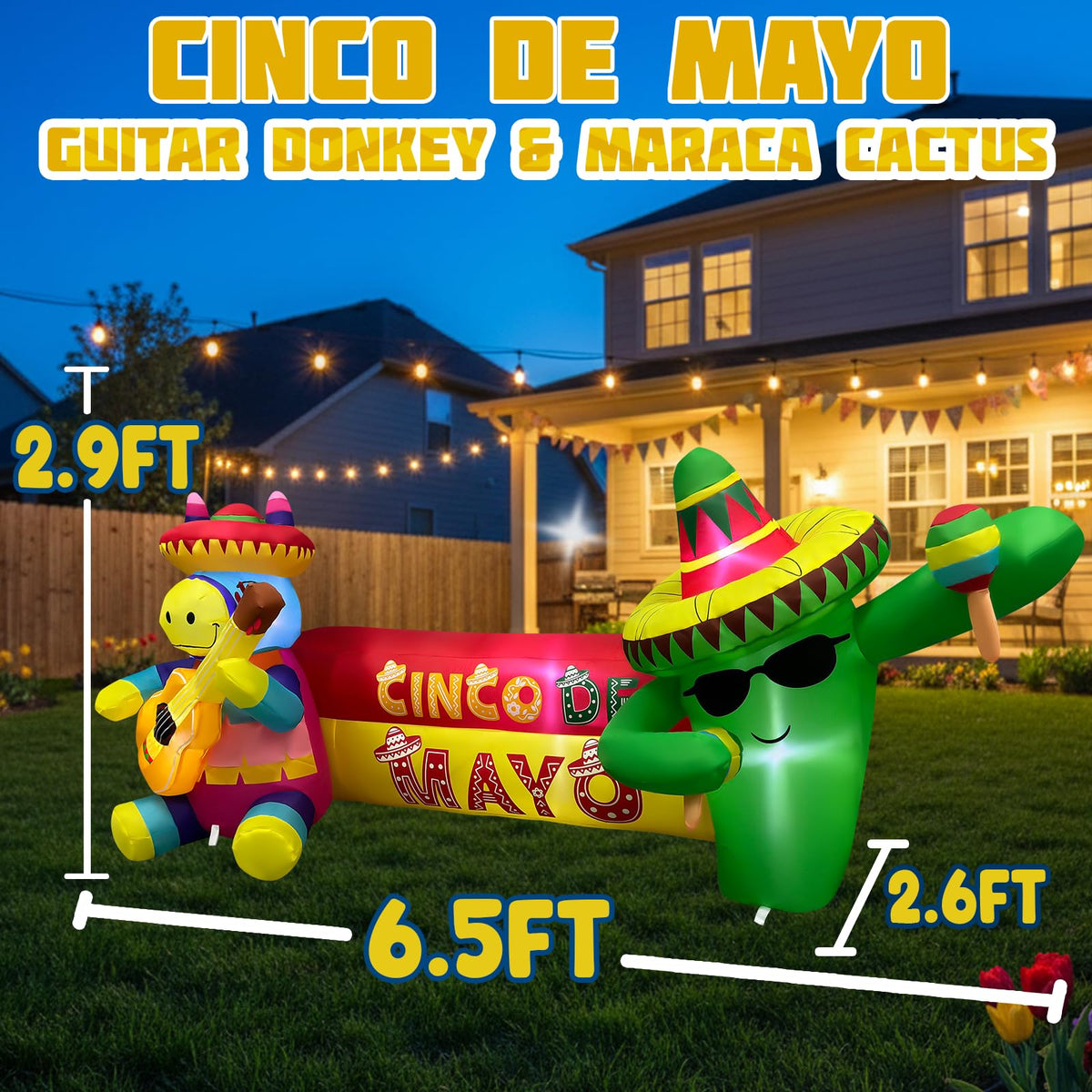 Bbioc maraca-cactus inflatable with sunglasses adds festive curb appeal.