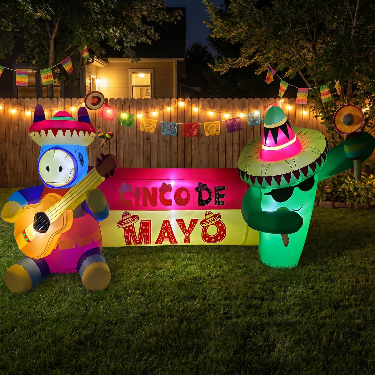 Bbioc fiesta inflatable serves as a versatile front-yard photo backdrop.
