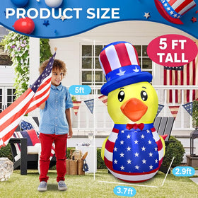 bbioc patriotic duck inflatable with LED lights brightens evening outdoor celebrations.