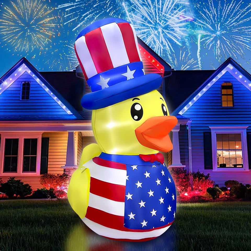 bbioc patriotic duck inflatable with top hat boosts curb appeal for 4th of July.