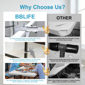 Bblife folding table with steel legs providing lasting support