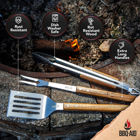 BBQ-Aid fork offers stable lifting of cooked meat