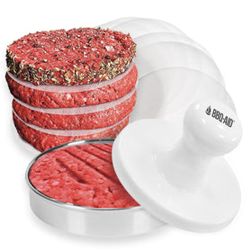 BBQ-Aid burger press top view shows porcelain surface for even patty formation.