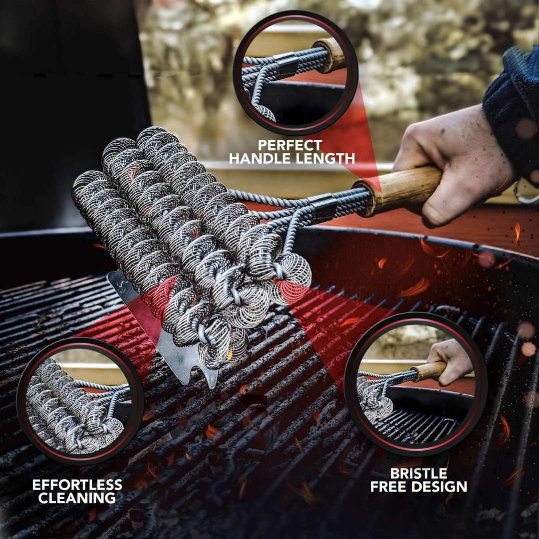 BBQ-Aid 17-inch grill brush enables two-handed cleaning