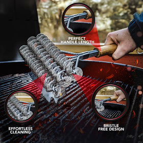 BBQ-Aid 17-inch grill brush enables two-handed cleaning