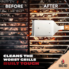 BBQ-AID heat tolerance 250F marking indicating safe hot-grate use.