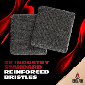 BBQ-Aid heavy-duty poly-mesh blend material for sturdy scrubbing