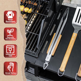 Ergonomic grip reduces hand fatigue during extended grilling.
