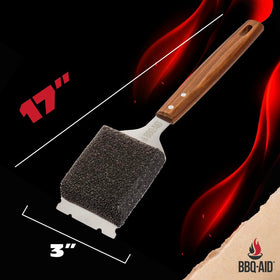 BBQ-AID stainless steel core detail emphasizing durability for tough scrubbing.