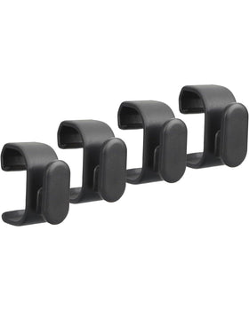 BBQ Future 4-pack hooks installed on Weber side rail for organized grilling tools.