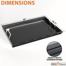 BBQ Future 6788 griddle insert side view highlighting integrated handles for easy removal.