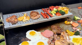 BBQ Future warming rack fits 17-inch Blackstone griddle for extra cooking area