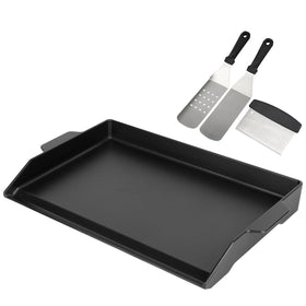 BBQ Future universal cast iron griddle 23x16 insert viewed from above for large capacity cooking