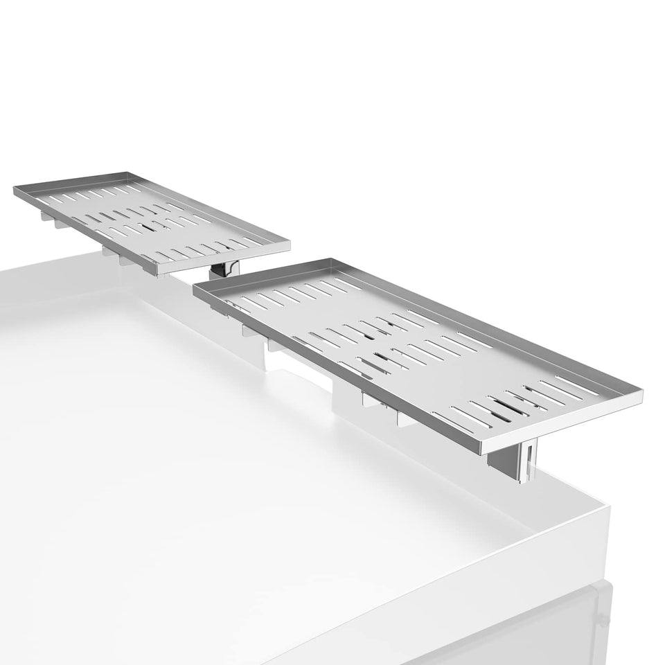 BBQ-PLUS universal foldable warming rack side view showing compact grill enhancement