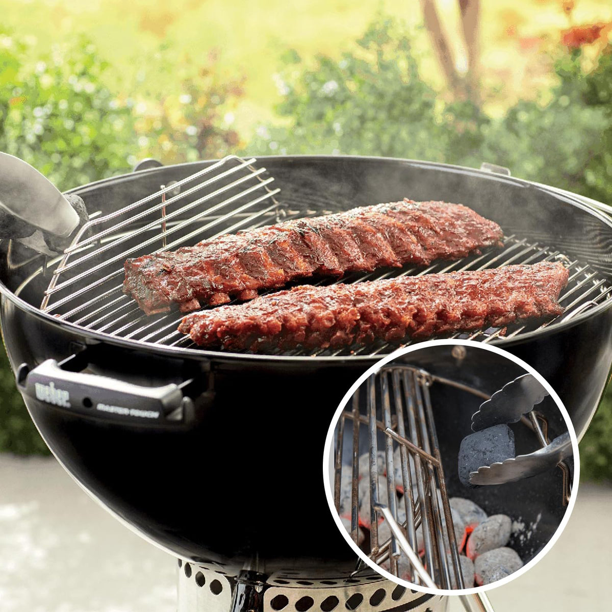 BBQ-Yummy installed on Weber grill for quick, even heat distribution