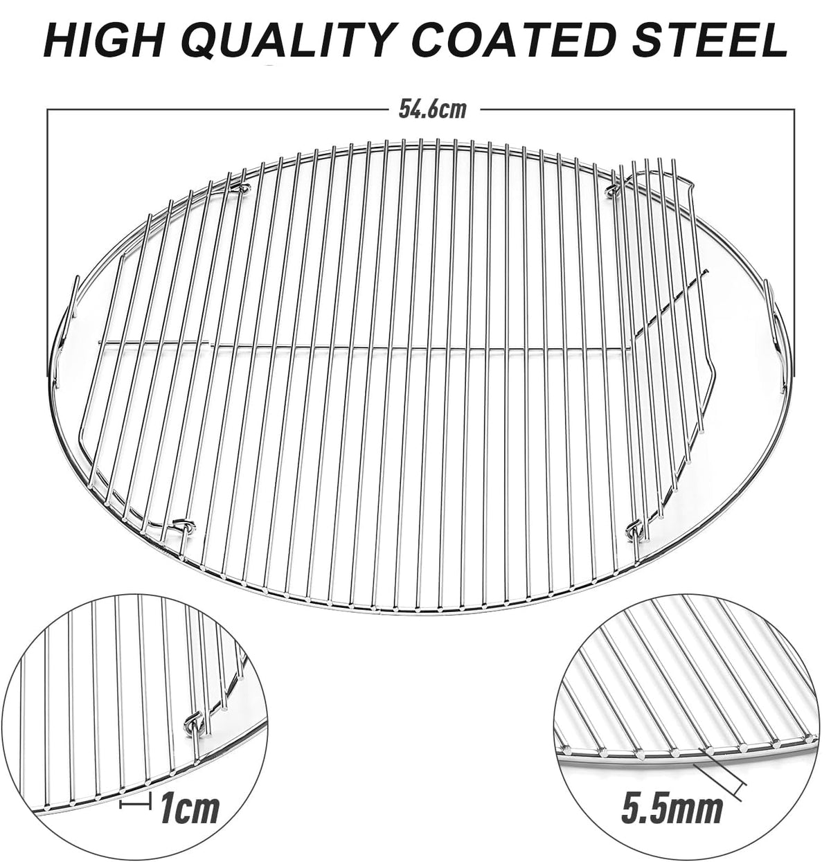 BBQ-Yummy 22inch hinged grate top view showing expanded cooking space