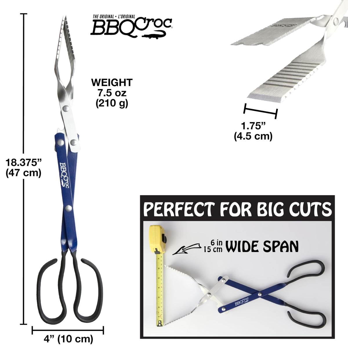 BBQ Croc beveled edges slide easily under food