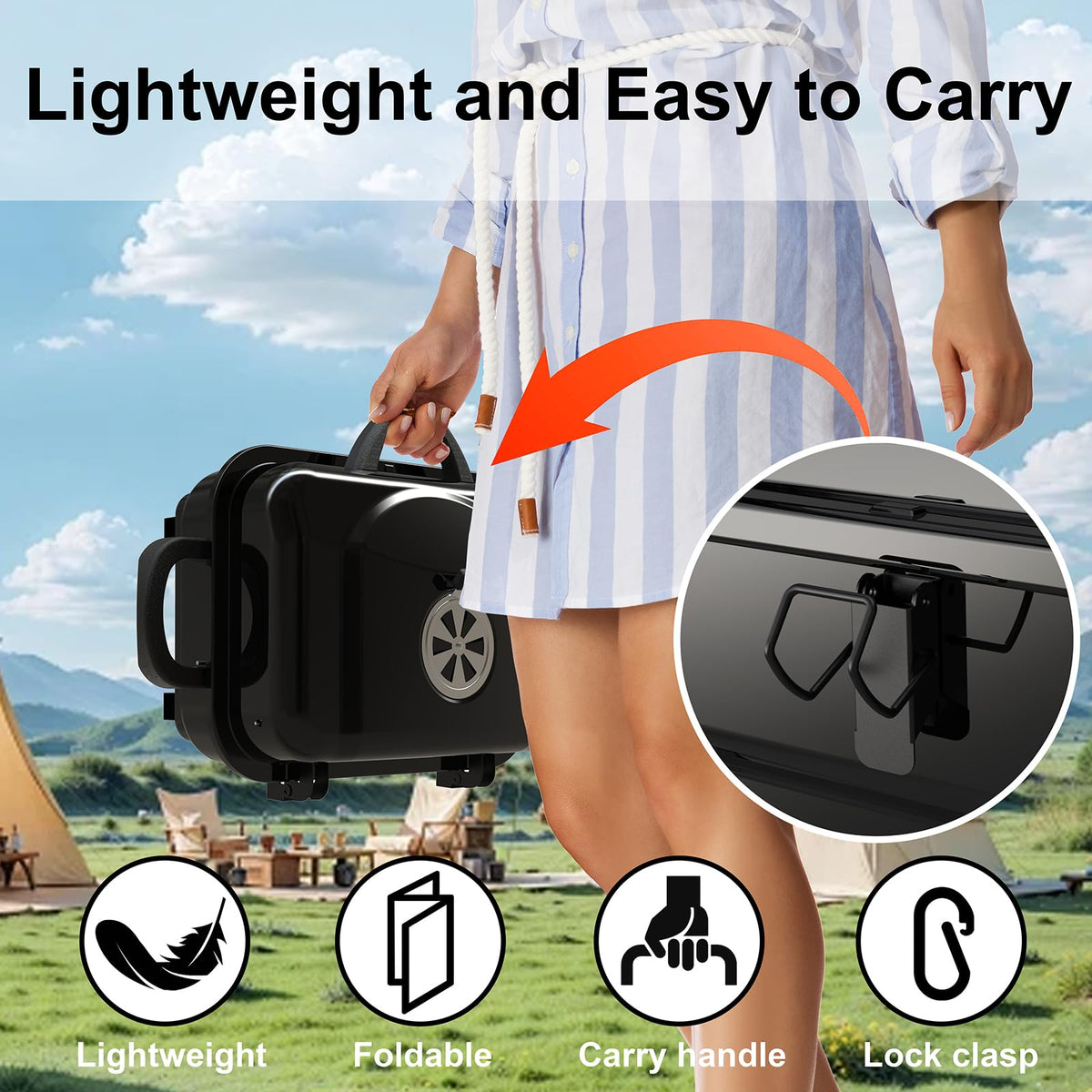 BBQCuker ideal for camping and tailgating, portable and lightweight.
